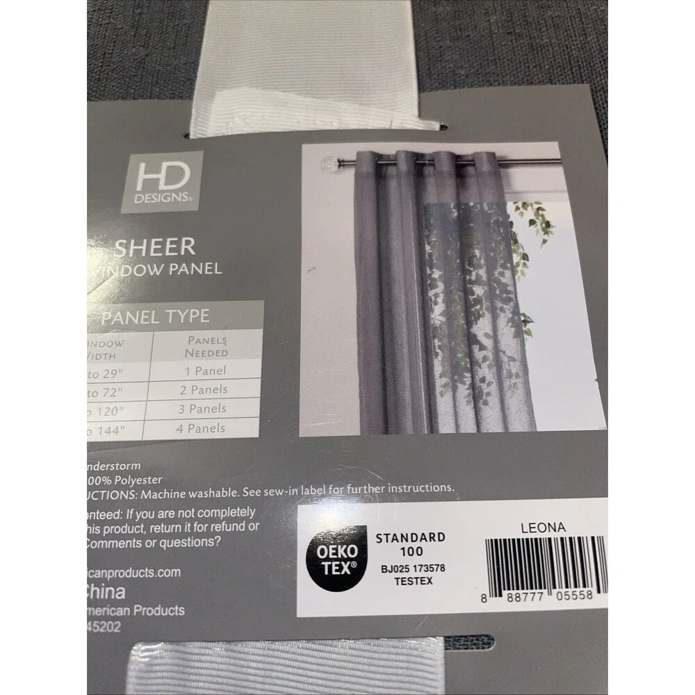 1 SOLID Window Curtains 52x84”  Grommets Textured Sheer Gray